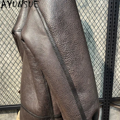 AYUNSUE Natural Real Sheepskin Fur Coat 2024 Winter Jacket Mens Fur Jackets Coats Fashion Genuine Leather Jacket Men Clothing