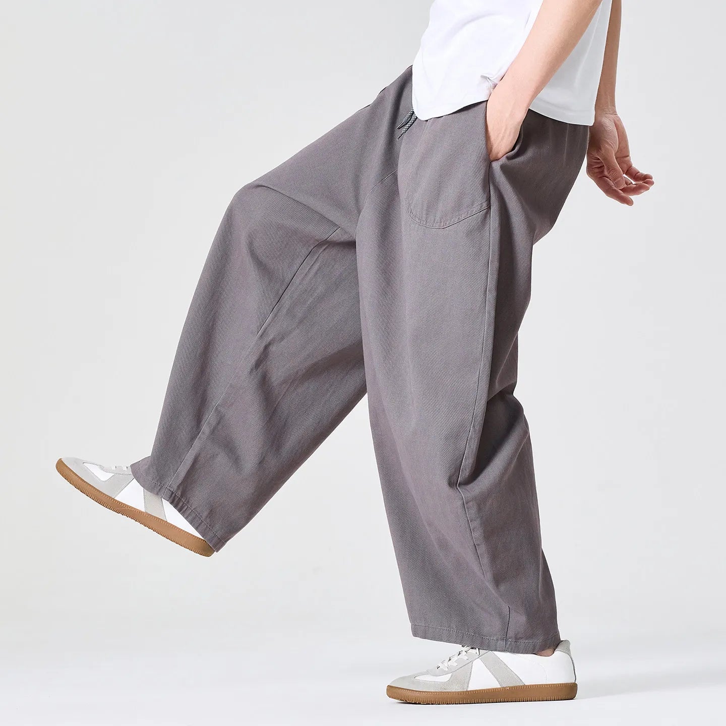 Wide Leg Pants Men Loose Fashion Harajuku Casual Trousers Men Cotton Comfortable Joggers Solid Color Cargo Pants Men Streetwear