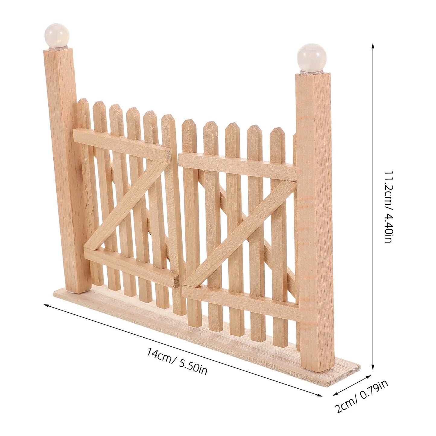Miniature Double Door Garden :12 Scale Solid Wood for Dollhouse Outdoor Courtyard Street Scene Realistic Decoration