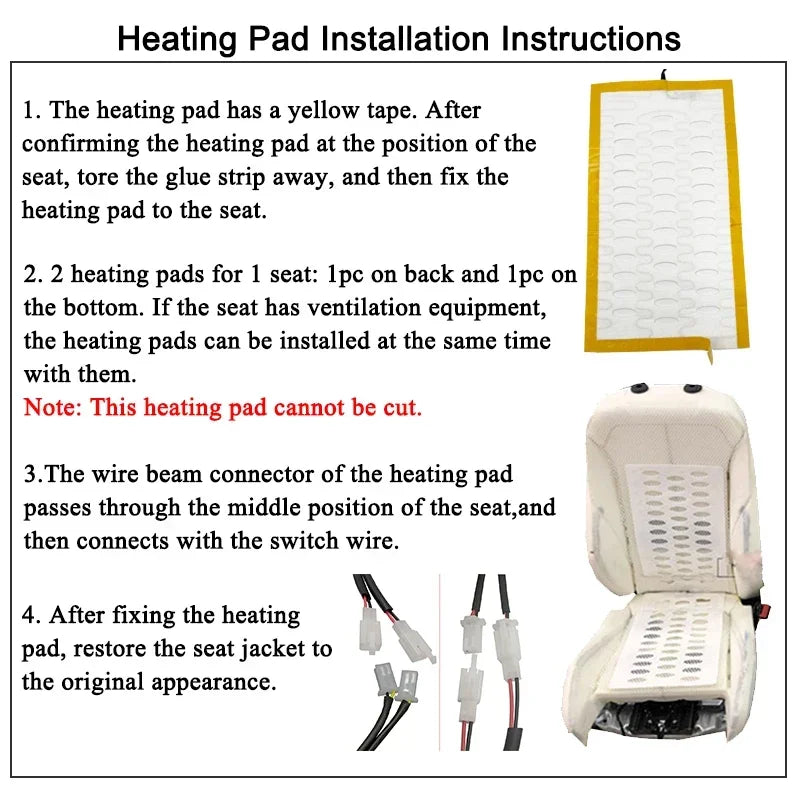Car Seat Heater Universal 12V Alloy Wire Fast Heating Heat Pads 3 Levels Dual Square Control Switch With Harness Winter Warmer