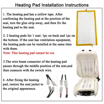 Car Seat Heater Universal 12V Alloy Wire Fast Heating Heat Pads 3 Levels Dual Square Control Switch With Harness Winter Warmer