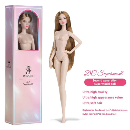 32CM 1/6 Scale Supermodel Fashion Doll In Gift Box Movable Mannequin Figure Nylon Hair Posable Dress-Up Doll For Outfit Making