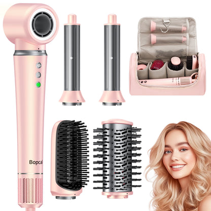 5 in 1 Hot Air Styler Wrap with Travel Bag- 1200W Professional High-Speed Hair Dryer Brush with Auto Wrap Curlers Fast Drying