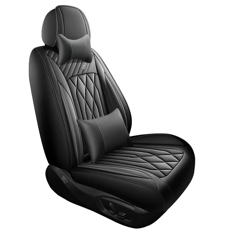 Front single-seat car seat cover, with headrest and lumbar support, universal style, suitable for most models