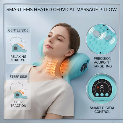 Electric Neck Cervical Traction Massager Vibration Kneading Massage Pillow Ergonomic Head Pillow Home Relax Tool