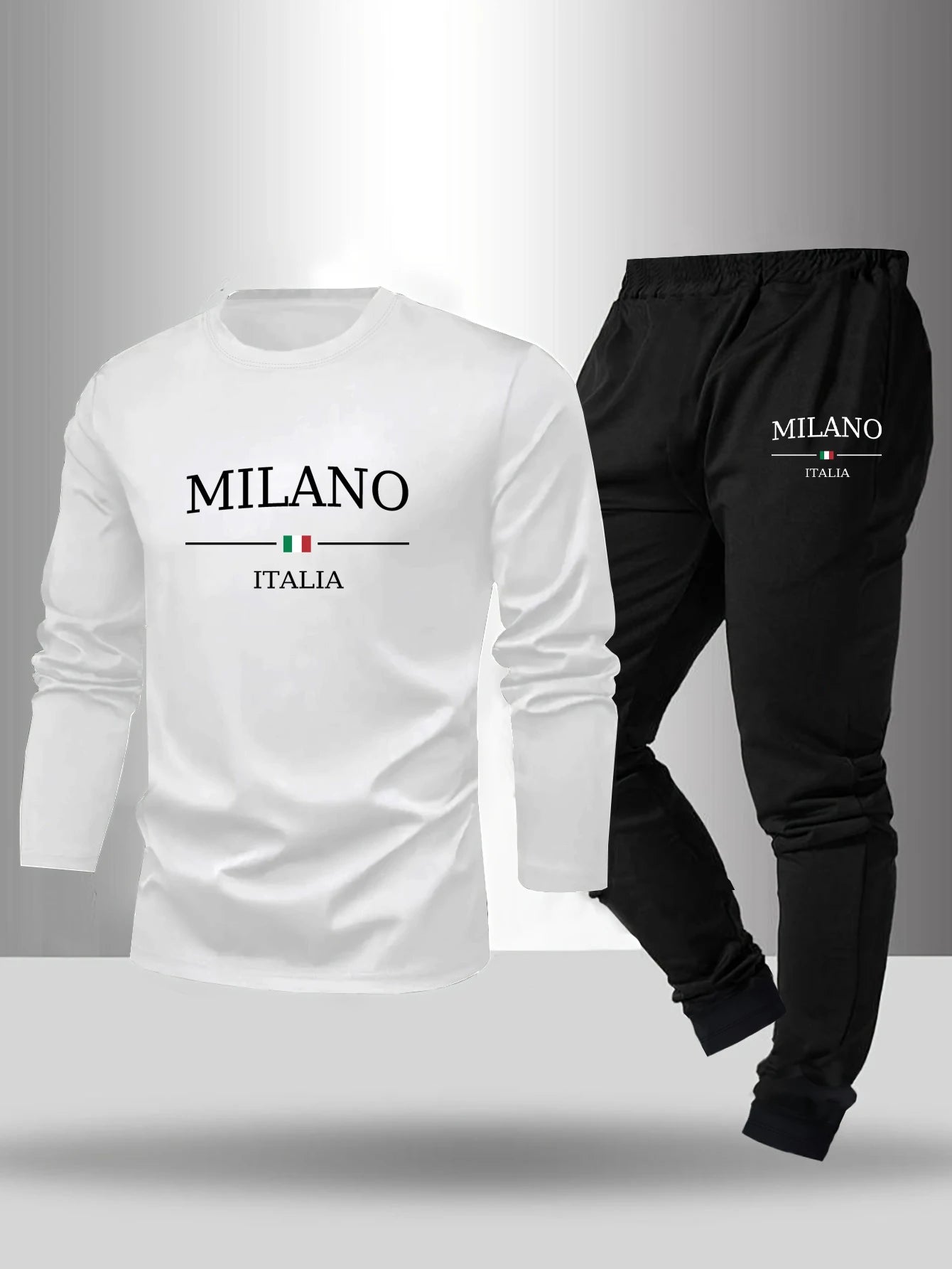 2-piece men's sleepwear set for spring summer autumn winter long sleeved pants letter patterned base shirt home wear set