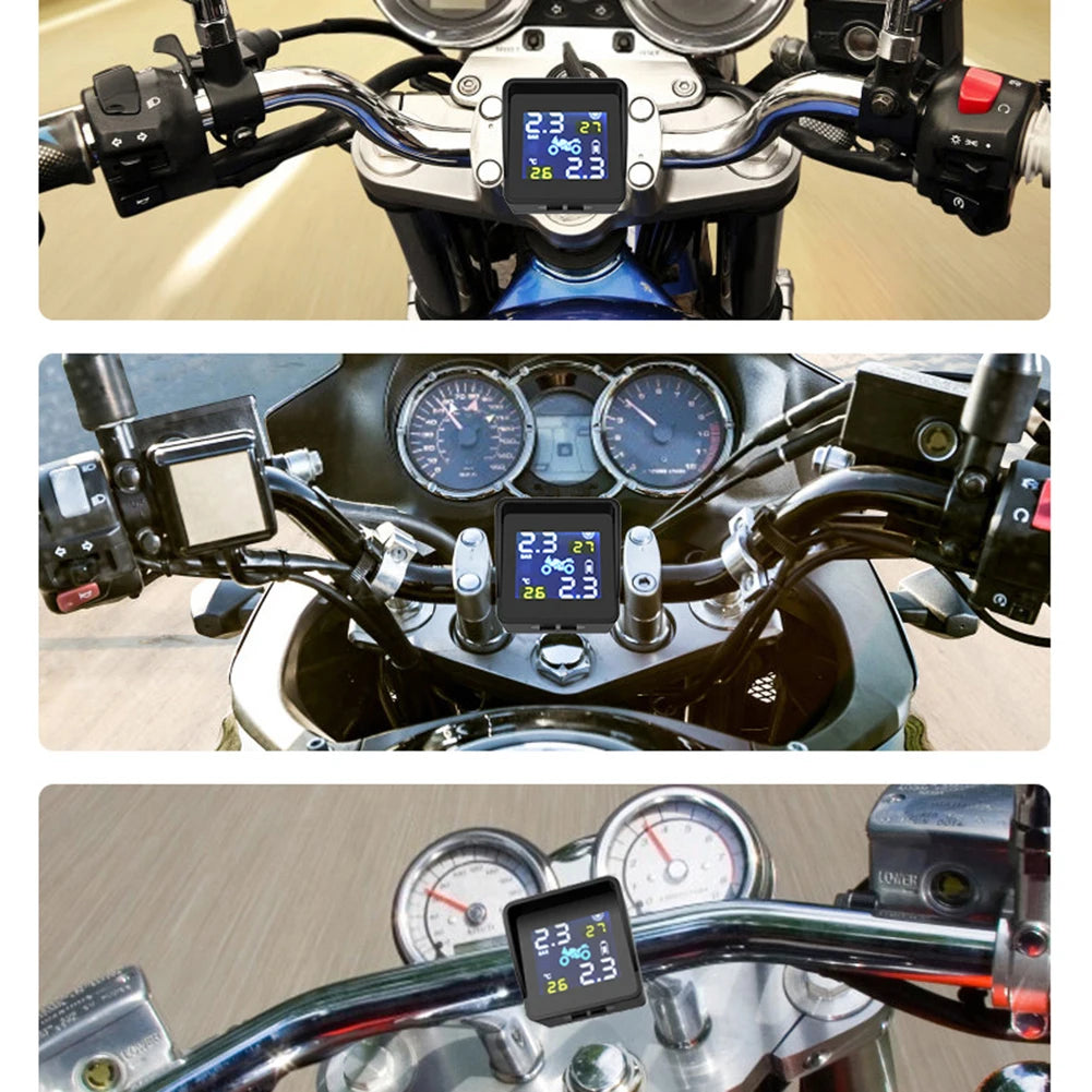High-precision Solar TPMS Tire Pressure Tyre Temperature Monitoring Alarm System Wireless Motorcycle Replacement Parts