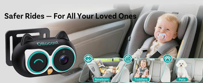 Ottocast Mini Pico 2in1 Wireless CarPlay Dongle Car Baby Safety Camera Pet Back Seat Camera Child Car Monitor For 99% of the car