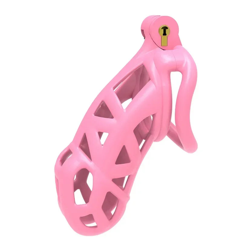 Male Penis Lock Chastity Cage with Lock and 4 Rings Resin Virginity for Men Breathable Cock Ring Penis Fetish Restrain Sexy Toys
