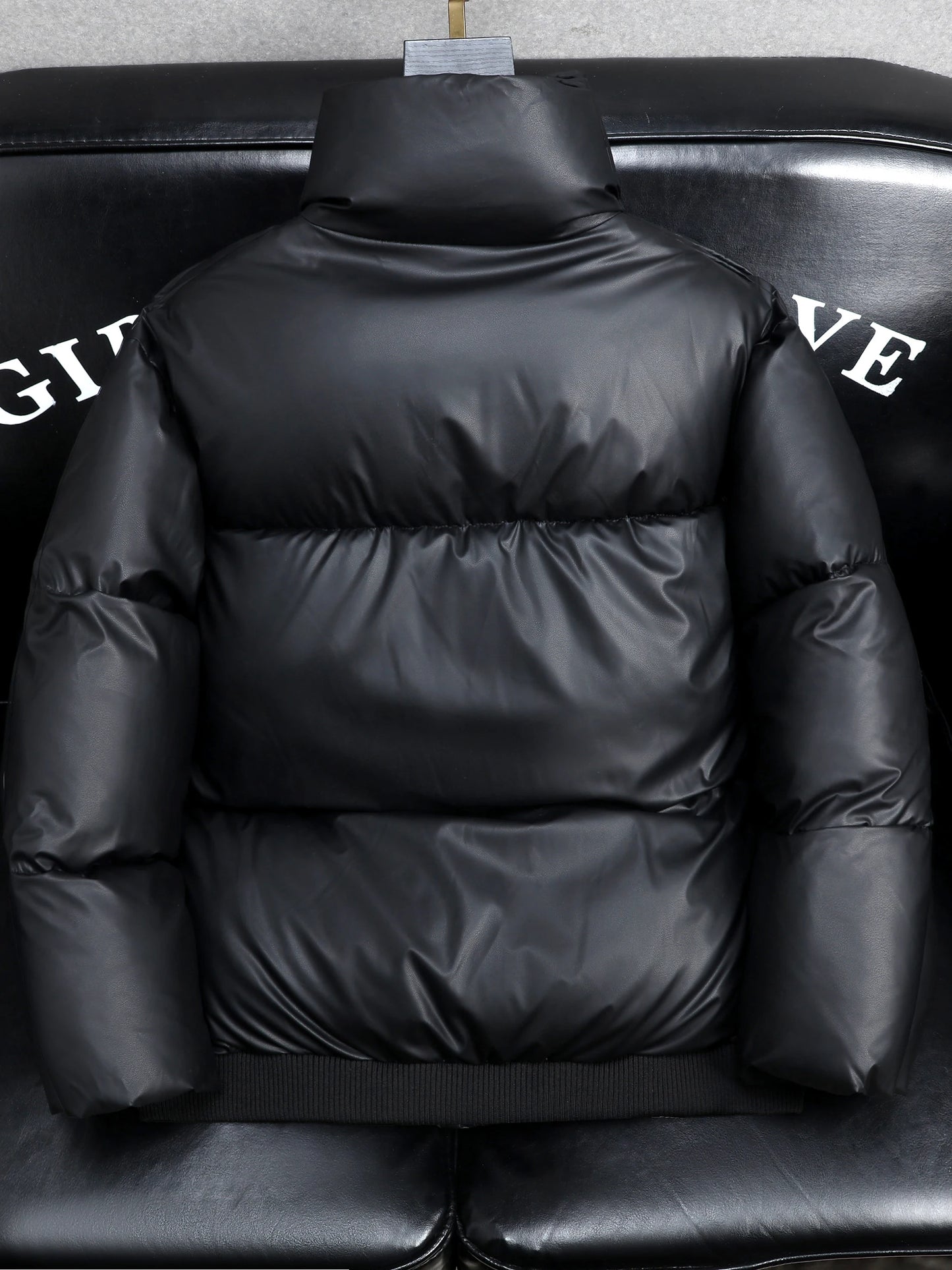 2025 Winter Men's Thickened down Cotton Jacket Warmth Frostproof PU Leather Durable Fashionable Urban Style Long Sleeve Coat
