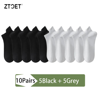 10Pairs Men Combed Cotton Socks Mesh Antibacterial Breathable Fashion Black High Quality Man Sock New For Male Size EU38-45
