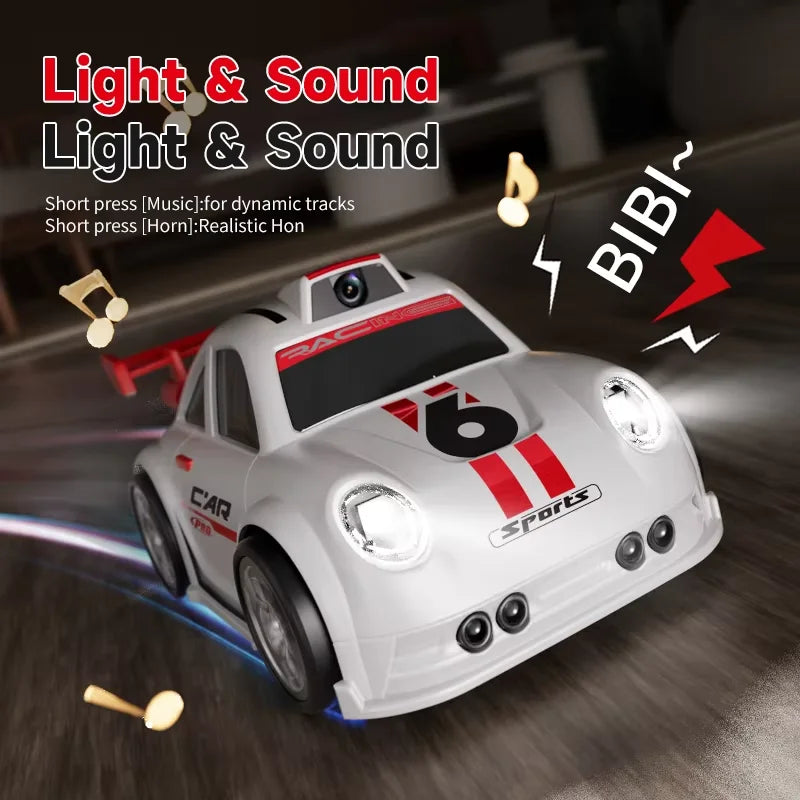 C6 Mini Desktop RC Drift Car With Camera Photo Video 4-Channel Screen Remote Follow Escape Mode Adjustable Speed Kids Toy Gift