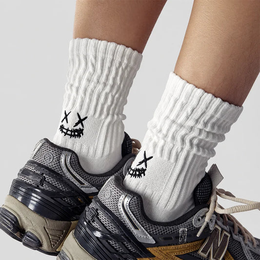 4 pairs of men's cotton socks running breathable ankle socks casual sports socks men's bicycle socks smiling face style