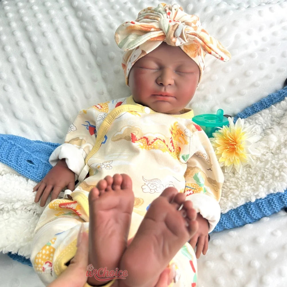 22inch High Quality Full Silicone Reborn Baby Girl Can Open Mouth Lifelike Soft Texture Warm Doll for Emotional Comfort