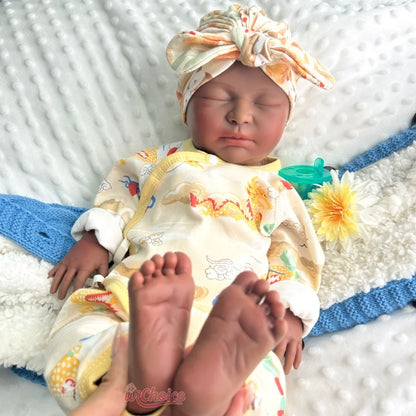 22inch High Quality Full Silicone Reborn Baby Girl Can Open Mouth Lifelike Soft Texture Warm Doll for Emotional Comfort