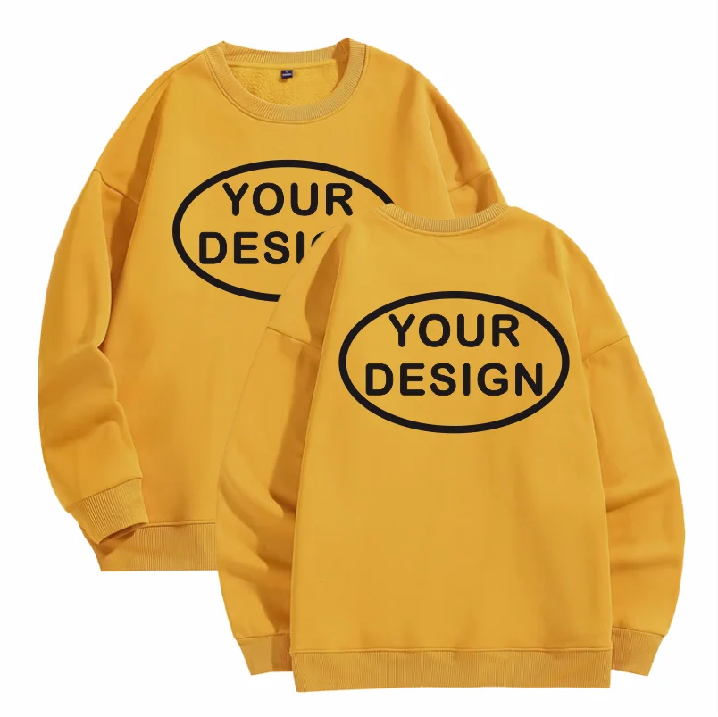 Customized Thick Winter Loose Sports Shirt With Printed Embroidery LOGO Round Neck Hoodie Personal Company Work Uniform