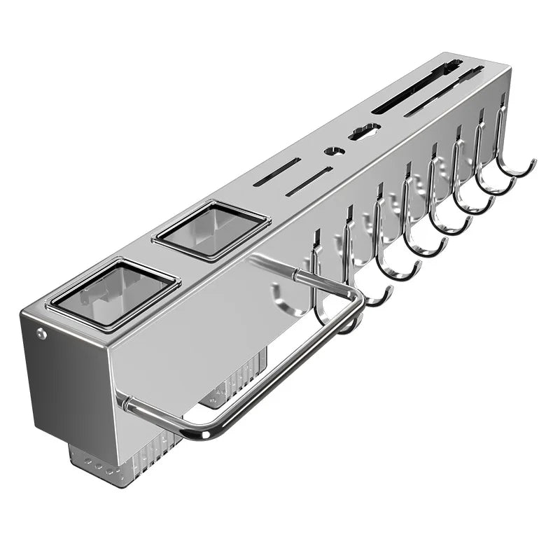 Stainless Steel Kitchen Knife Holder Wall Mounted No Drilling Multi-Function Chopsticks And Kitchen Knife Storage Rack