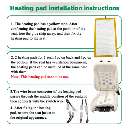 Universal Built-In Car Seat Heater Kit Fit 2 Seats,108W Alloy Wire Heating Pads 3-Level Dual Control Switch with Wiring Harness