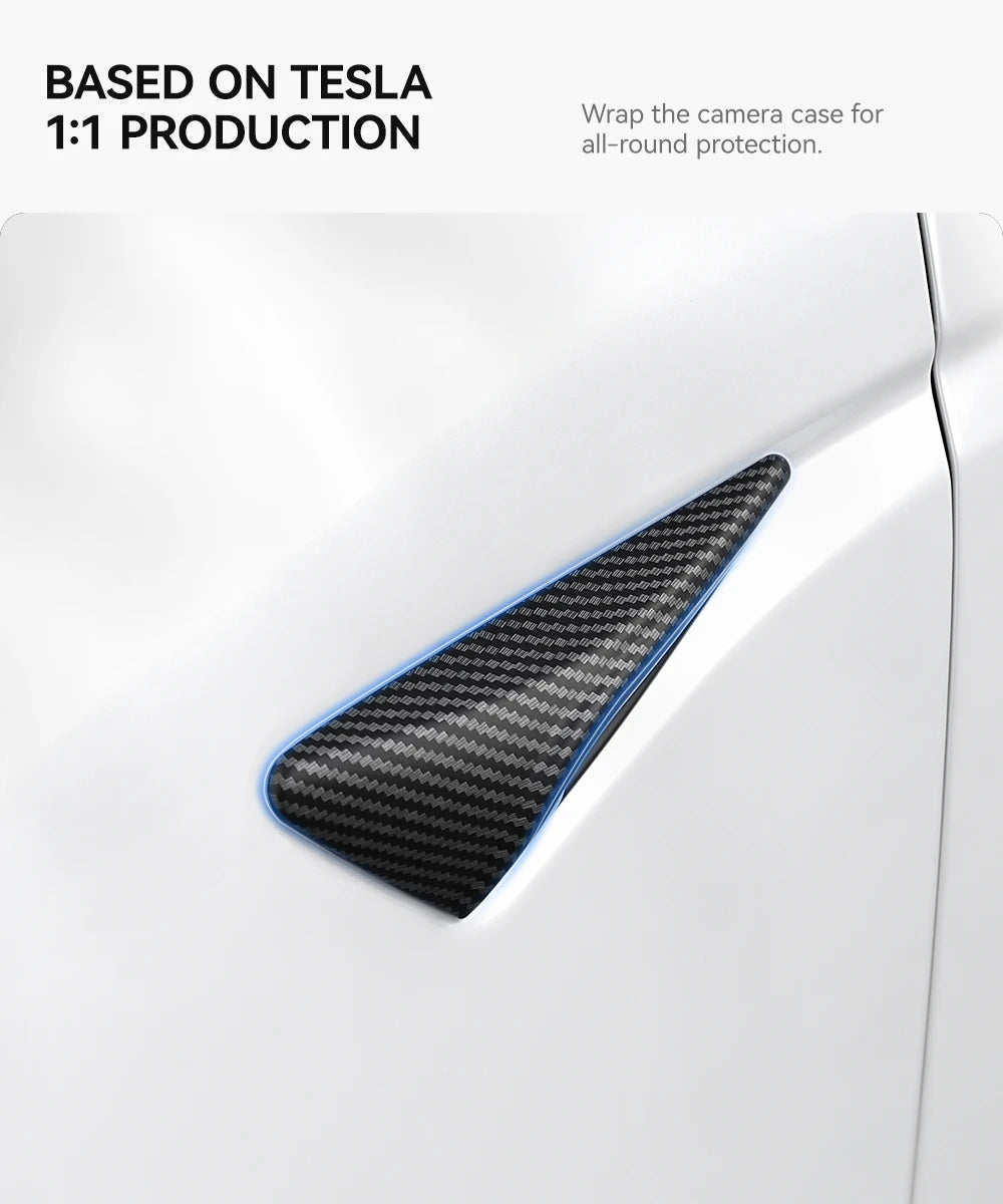 YZ Turn Signal Camera Trim Cover forTesla Model3Y 202-2026 Accessories Side Leaf Board Protector ABS Matte Carbon Fiber Pattern