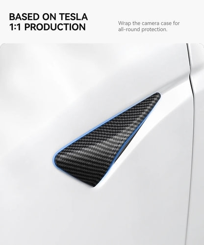 YZ Turn Signal Camera Trim Cover forTesla Model3Y 202-2026 Accessories Side Leaf Board Protector ABS Matte Carbon Fiber Pattern