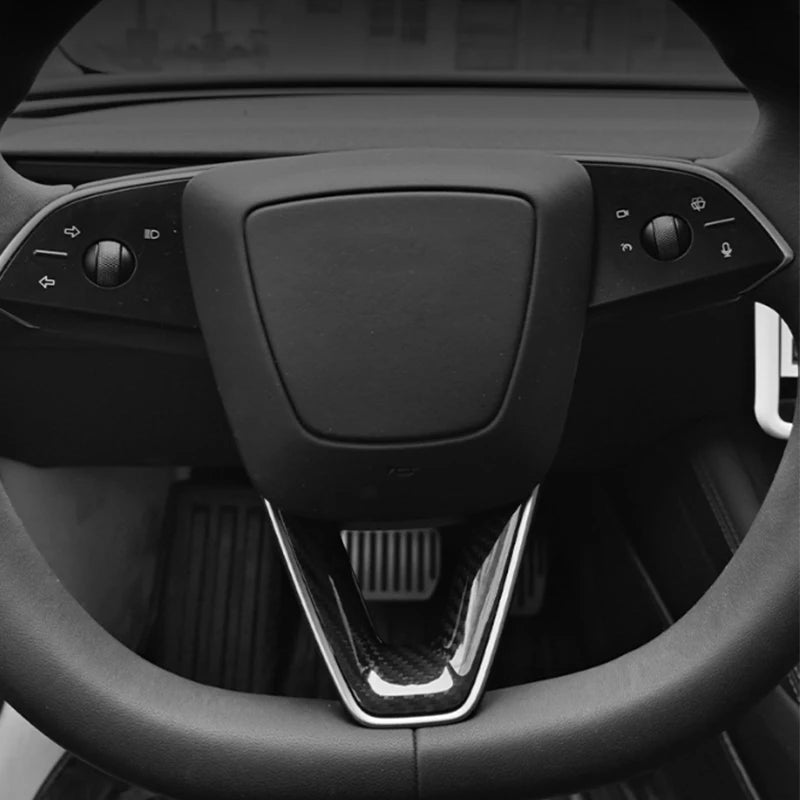 Steering Wheel Patch for Tesla Model 3+ Real Carbon Fiber Steering Wheel U-shaped Protective Cover 2025 New Model 3/Y Highland