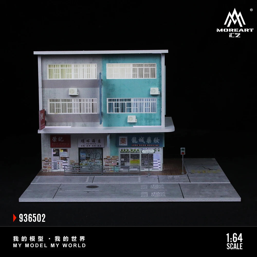 Diorama 1/64 Die-Cast Garage Model LED Lighting Street Parking Lot Scene Model Display City Factory Buildings Model Toy AU