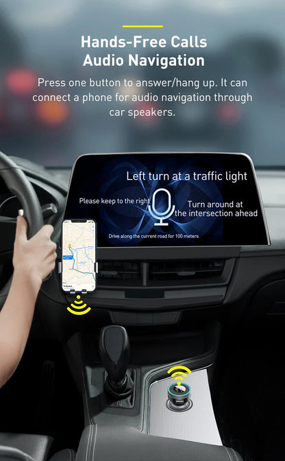 Baseus Car FM Transmitter with Bluetooth 5.0 & 3.4A Dual USB Charger - MP3 Player, Radio, Hands-Free Calling Adapter