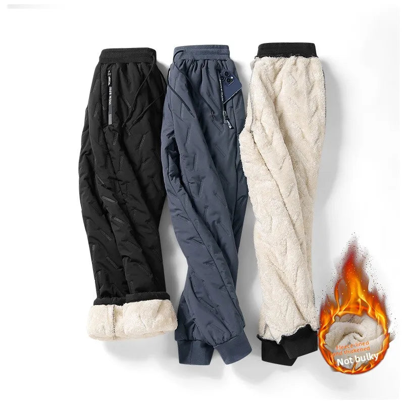 Men's Winter Thiened Fce Lined Casual Long Pants Windproof down Trousers Warm Cotton Pants Faionable Urban Sle