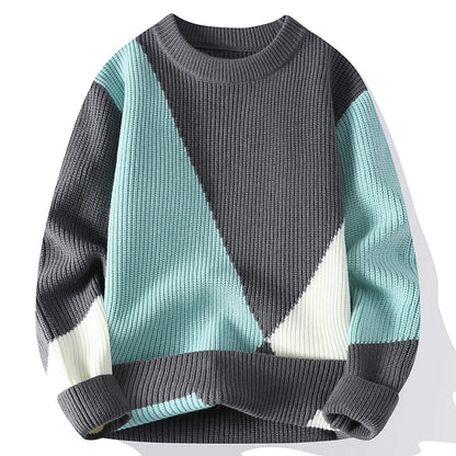 2024 Autumn Mink Velvet Imitation Mink Velvet Fashion Brand High Quality Splicing Pullover Round Neck Loose Sweater Sweater Men