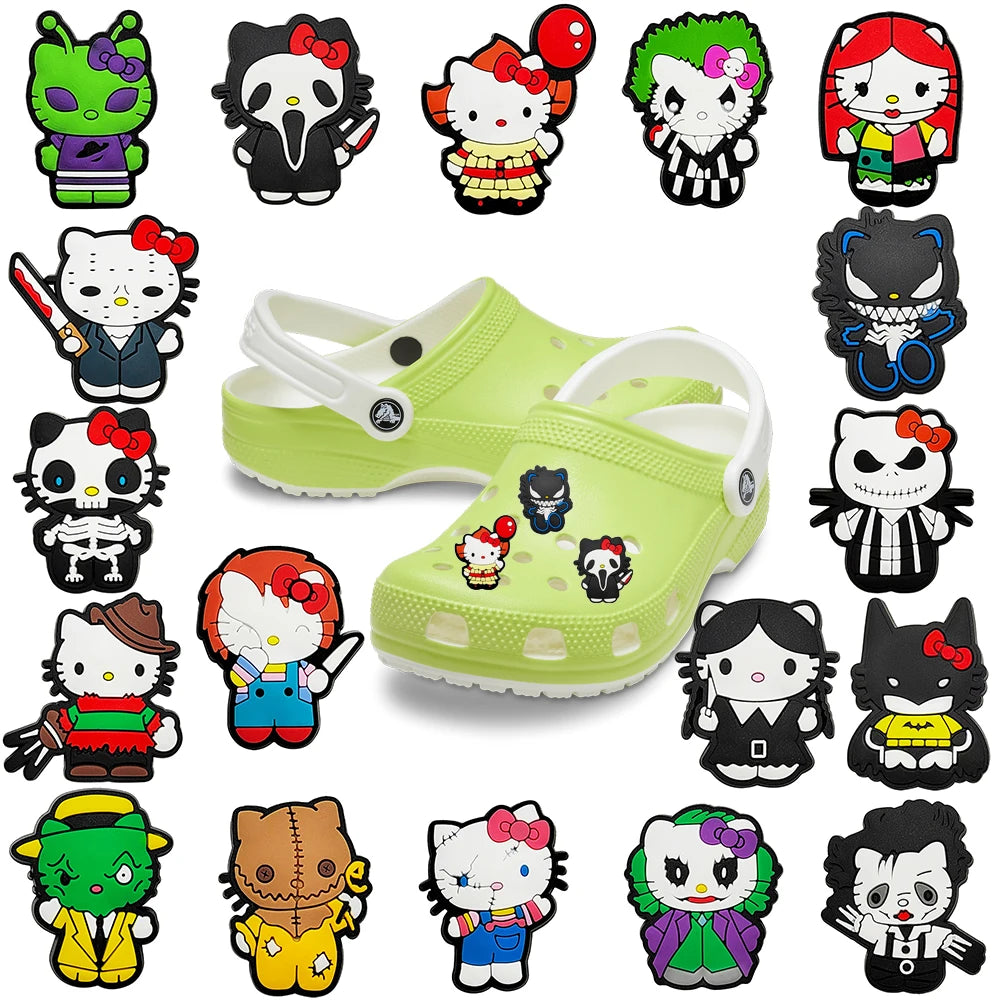 Mesuca 18-100pcs Halloween Cat Shoe Charms For Sandals,Shoe Decoration Accessories Shoe Pins Great Gift For Men Wom