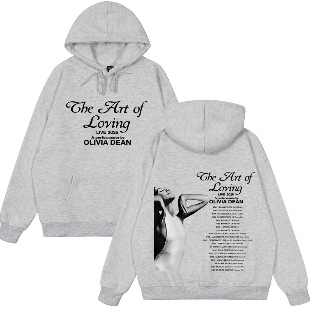 Olivia Dean Art of Loving Tour 2026 Graphic Hoodies Men Women Hip-hop Pullover Winter Loose Casual Aesthetics Vintage Sweatshirt