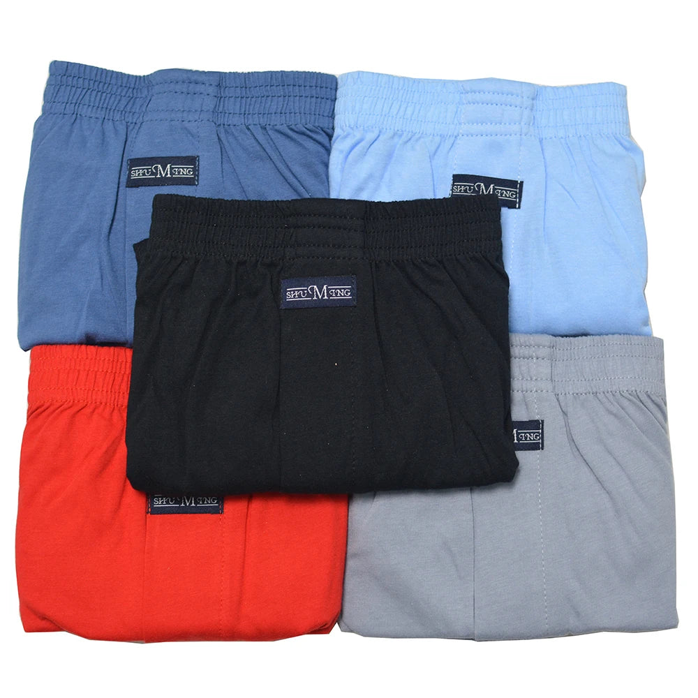 5PCS/Pack 100% Cotton Men Solid Pajama Pants Casual Elastic Waist Sleeping Shorts 3D Crotch Bottoms Breathable Pijama Hombre
