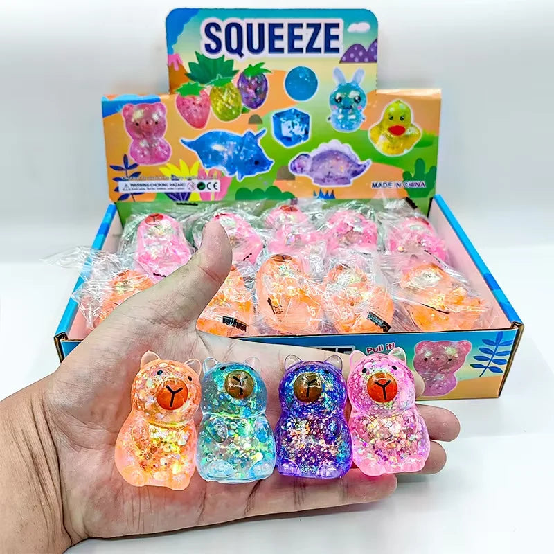Cartoon Capybara Decompression Toy Soft Glitter Gummy Fidget Toys Pinching and Stress Relief Tool Anti Stress Squeeze Toy Gifts