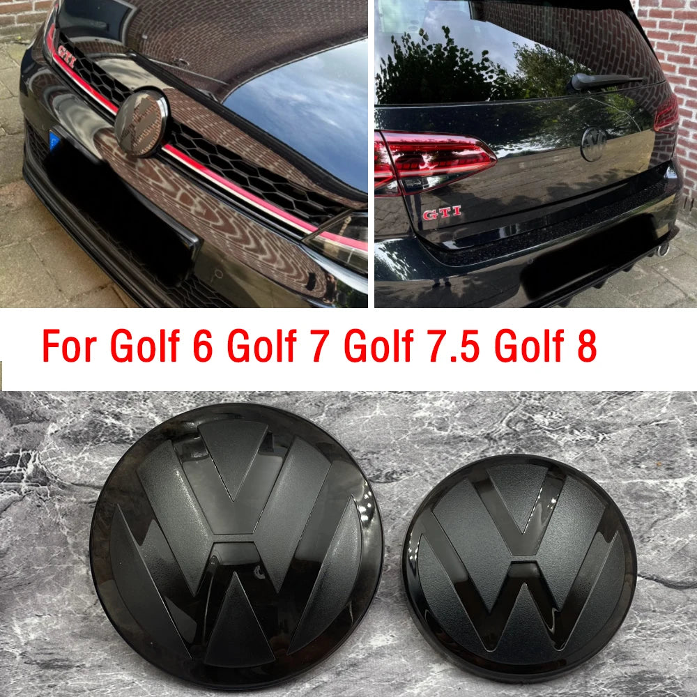 2pcs Front and Rear Emblem For VW Golf 6/Golf 7/Golf 7.5/Golf 8 Not Affect ACC Modified Black Label Flat Mirror Logo CoverSticke