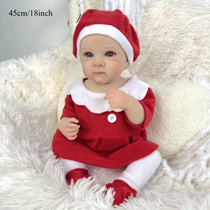 BZDOLL Lifelike Reborn Baby Doll 45cm 18inch Full Vinyl Body 3D Vein Skin Perfect Bathe Toy & Birthday Gift