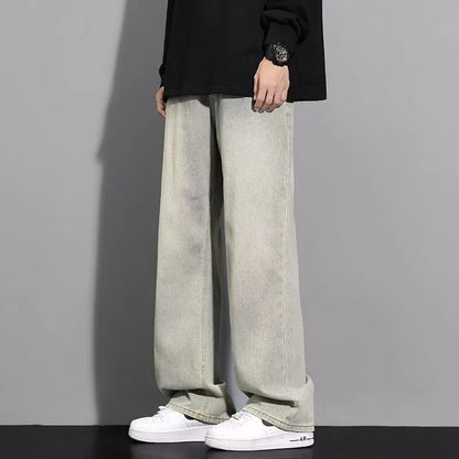 Men's Loose Straight Leg Jeans Washed Vintage Baggy Denim Pants 2026