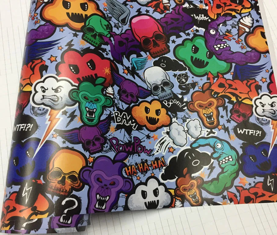 20/30/40/50/58X152CM Premium Graffiti Stickerbomb Vinyl Wrap Car Motorcycle Scooter Bike Wrapping Covers Decal Film