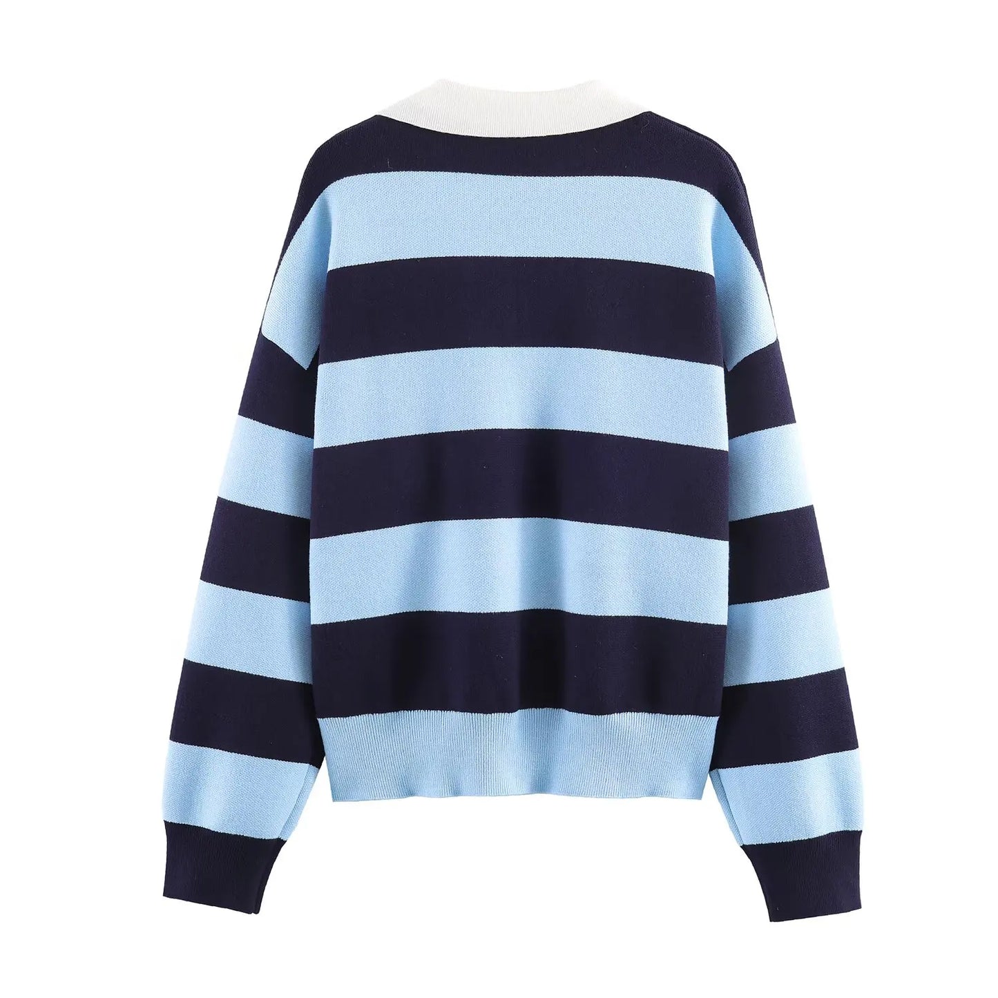 JNLEAOG Fashionable Striped Knitted  Shirt Women's Loose Fit Classic Pattern Long Sleeve Youthful Vitality Autumn New Arr...