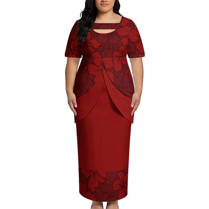 Puletasi New Design Short Sleeved Long Dress Customized Top And Skirt Knee Length Dress Party Top And Skirt Soft Fabrics