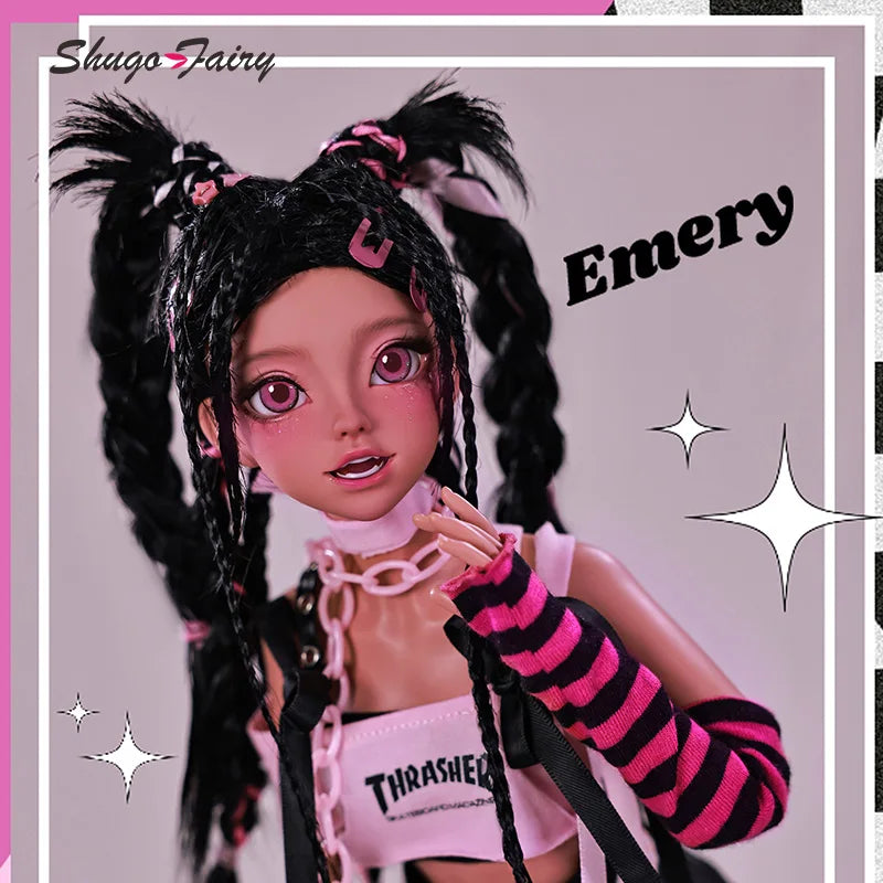 ShugaFairy Emery Bjd Doll 1/4 Lolita Pink Rock Rivet Style Y2K Dreadlocks Ball Jointed Dolls for  Fullset Option