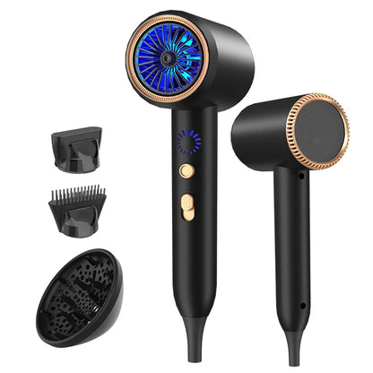 New Quick Drying Hair Dryer With Led Light, Blue Light, Negative Ion Hair Care Fan, Home Hair Salon Hair Dryer, US/EU/UK Plug