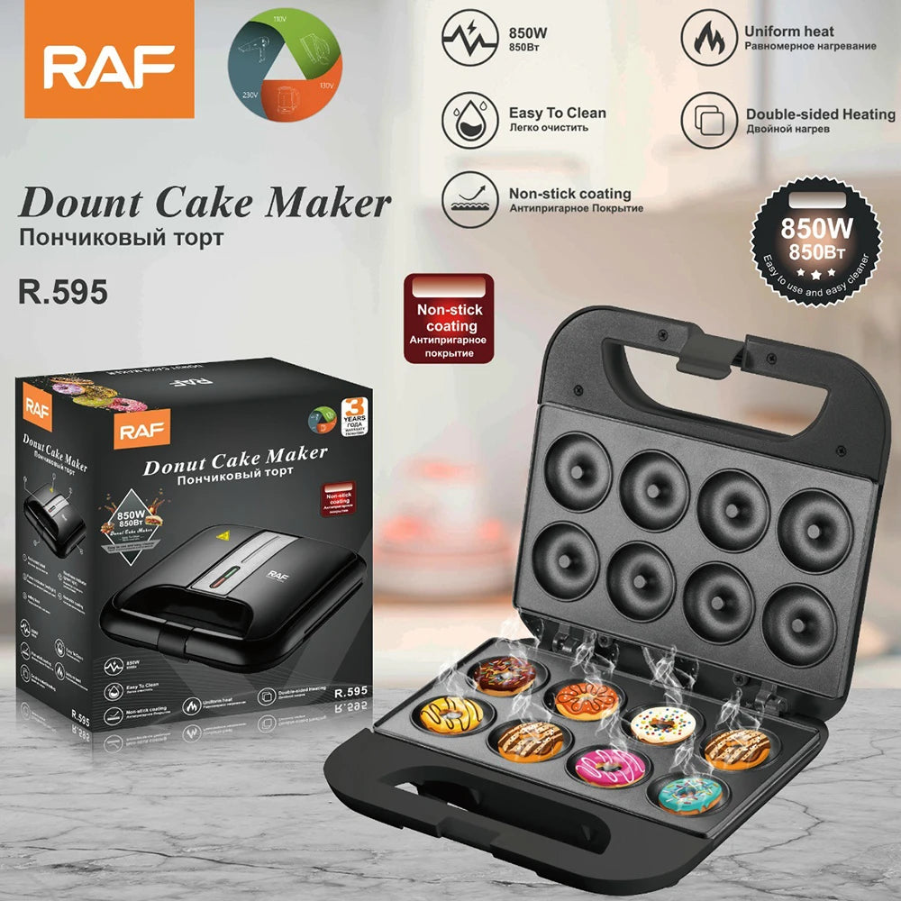 850W 8 Holes Mini Donut Maker Machine Cake Baking Oven Pot Kitchen Cooking Appliance Toaster 220V for Kids Dessert 타코야끼 기계 와플