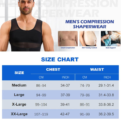 1PCS Mens Tummy Control Body Shaper Vest, Button Adjustable Compression Tank Top, Breathable Invisible Slimming Shapewear