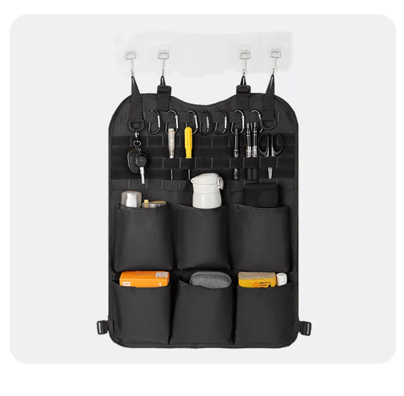 High Quality Multifunction 55*37CM 600D 6PCS In 1 Car Back Seat Tactical Hanging Storage Organizer