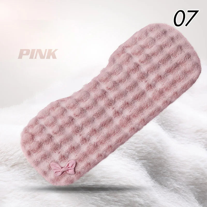 Winter Plush Car Seat Cover Bowknot Fashion Cute Women's Automotive Interior Protector Steering Wheel Warm Cushion Car Pillow