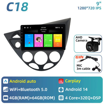 Car Multimedia for Ford Fiesta 1995 - 2001 Focus MK1 1998 - 2004 Car Radio GPS Navigation Android Stereo Carplay Auto 2 Din 4G