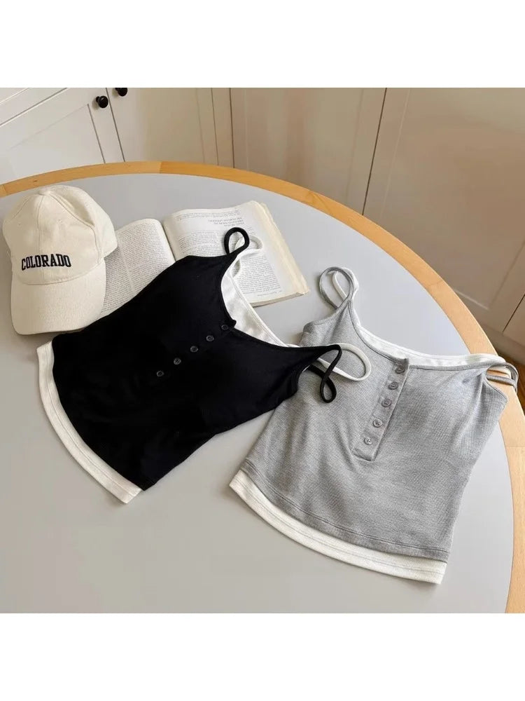 25 Styles Spicy Girl Single Wear Inner Wear Outer Wear Color Block Halter  with Chest Pad Vest Beautiful Back
