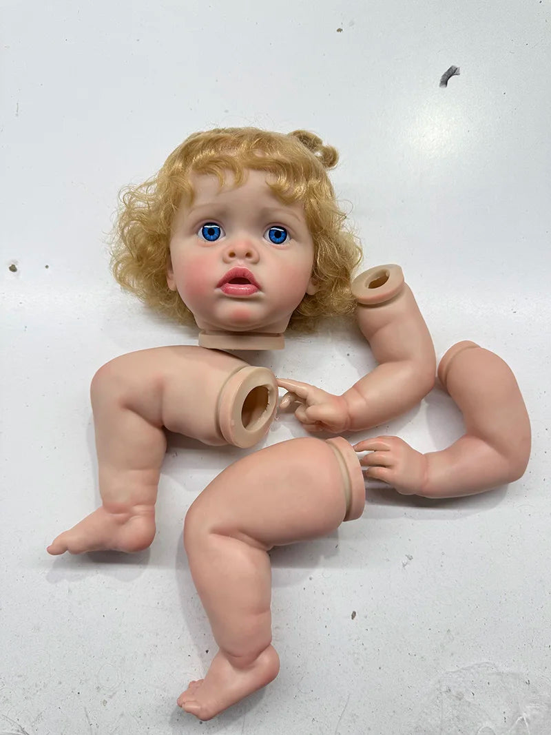 NPK 20'' Reborn Benjamin Unassembled Doll Parts 3D Pained Skin with Rooted Hair Cloth Body and Eyes DIY Doll Kit