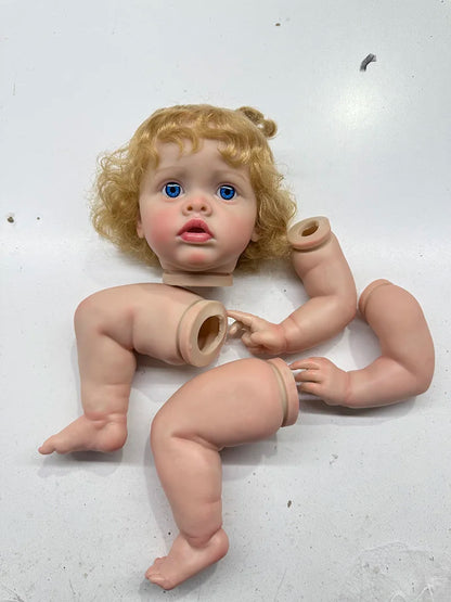NPK 20'' Reborn Benjamin Unassembled Doll Parts 3D Pained Skin with Rooted Hair Cloth Body and Eyes DIY Doll Kit