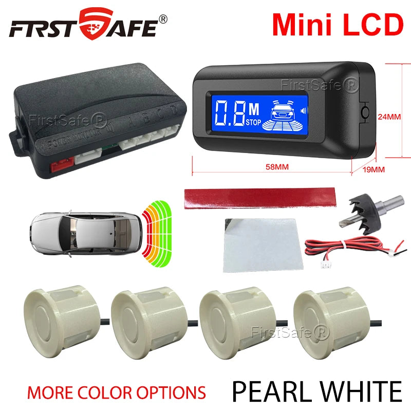 FirstSafe Factory Car Parking Sensor Kit Mini LCD Display With 22mm 4 Sensors Radar Detector System Universal All Car